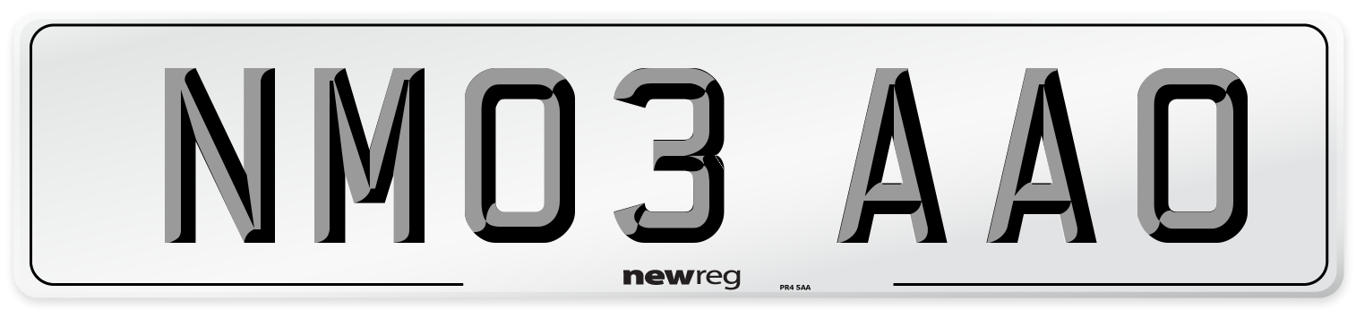 NM03 AAO Number Plate from New Reg
